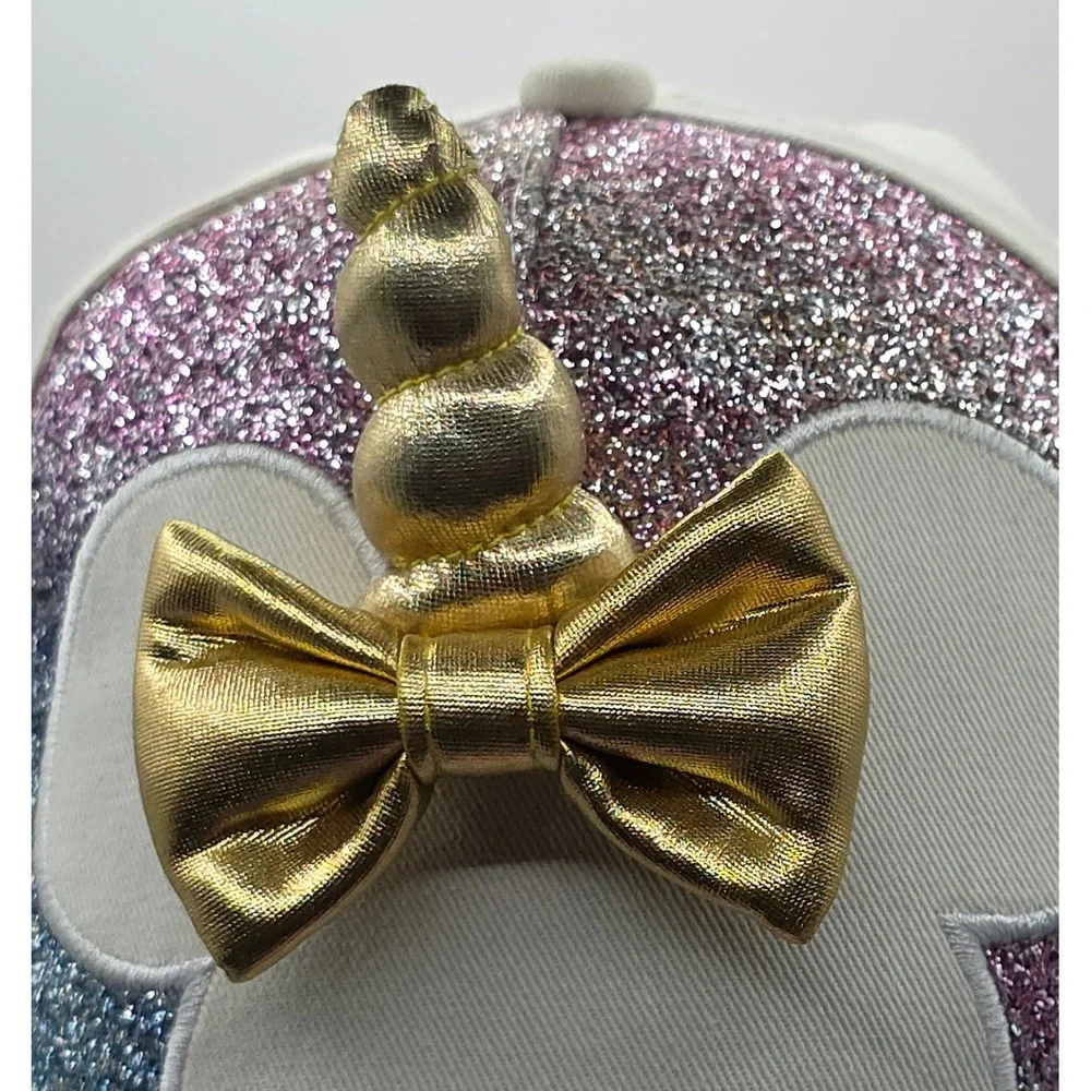 Disney Unicorn Strapback Cap Hat‎ Girls Toddler Rainbow Glitter Gold Bow Minnie